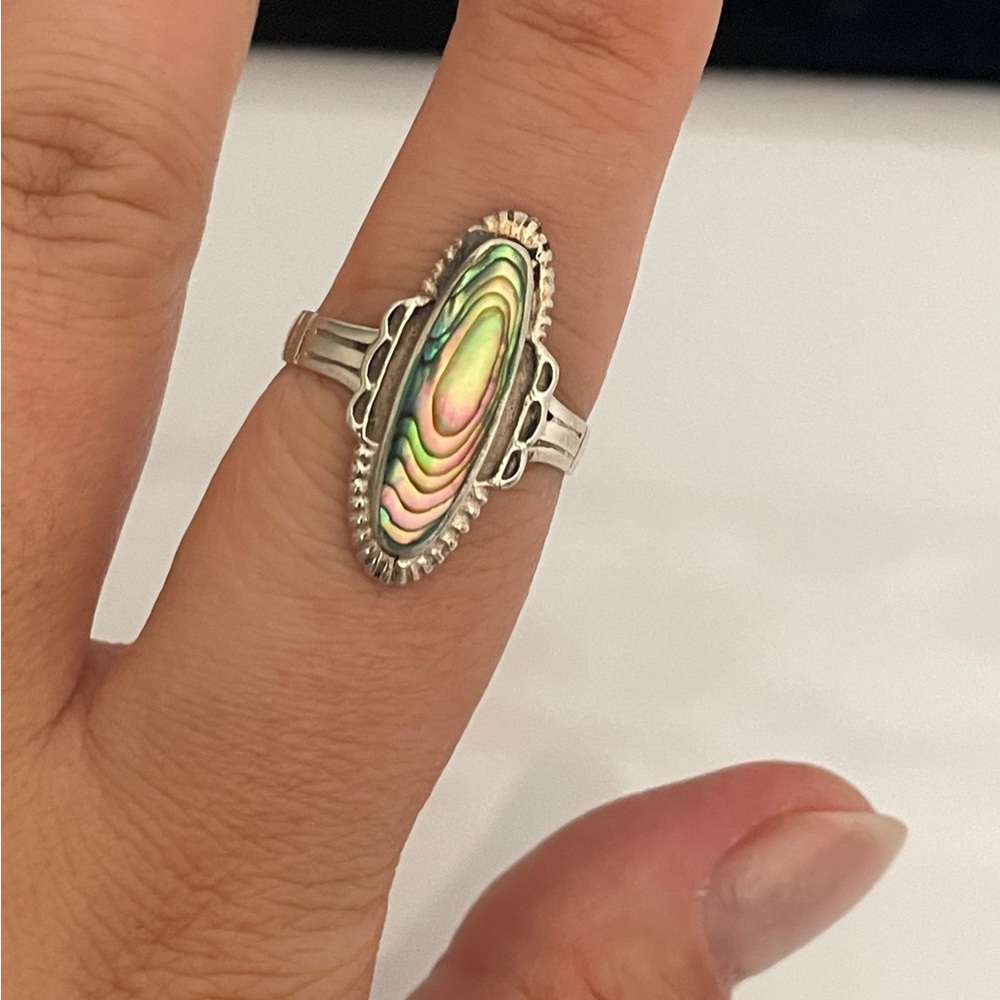 Sterling silver abalone ring, size 9